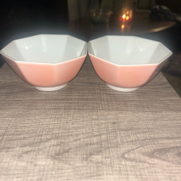Two vintage Fitz and Floyd dessert bowls 7inch octagon peach/pink - Picture 1 of 6